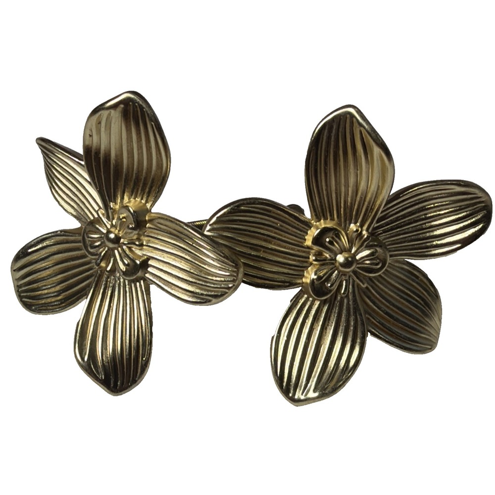564~ Set Of 2 Gold Victorian Style Flower Drawer‎ Pulls Handles  2.24" Wide